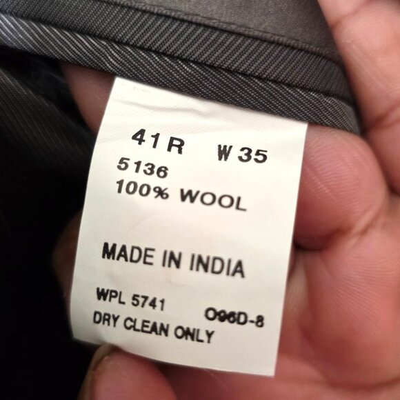 Oscar De La Renta Double-Breasted Pinstripe Suit Jacket Men's Black 41R Classic - Picture 8 of 9